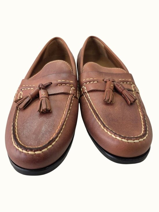 Vintage Bass Men’s Tassel Loafers Size 10.5 Brown Leather Moc Toe Shoes NEW main image 6